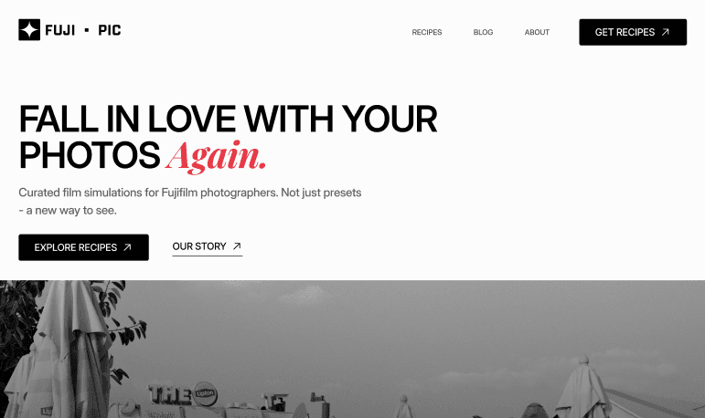 FujiPic — Photography Recipe & Preset Marketplace